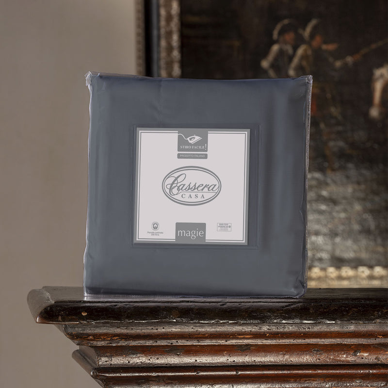 Pack lenzuolo con angoli tinta unita 100% percalle di cotone Cassera Casa  grigio ostrica