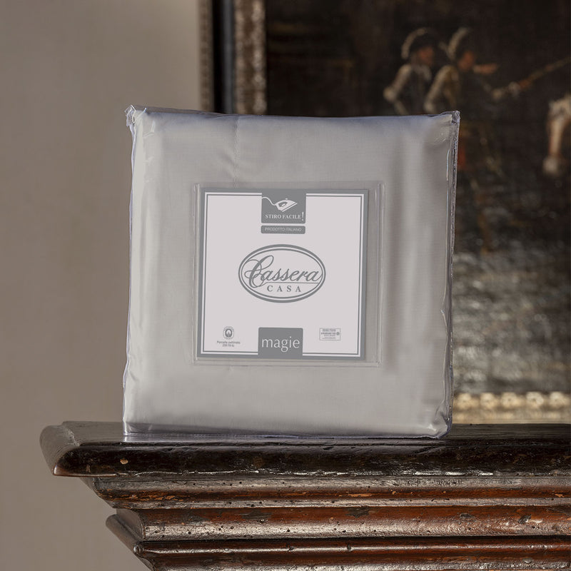 Pack lenzuolo con angoli tinta unita 100% percalle di cotone Cassera Casa  grigio perla