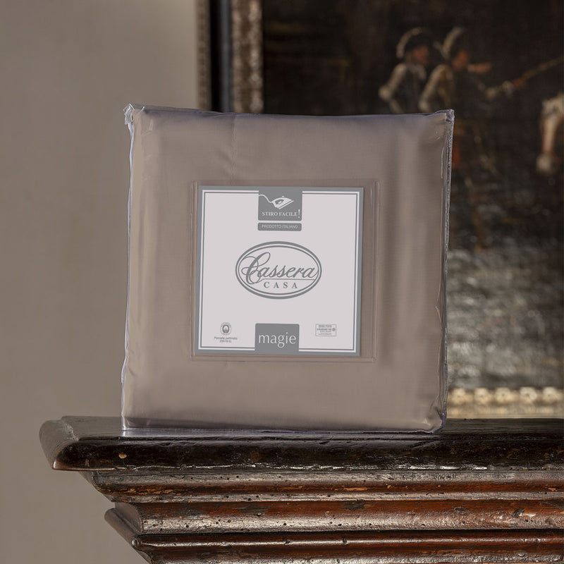 Pack lenzuolo con angoli tinta unita 100% percalle di cotone Cassera Casa  naturale corda