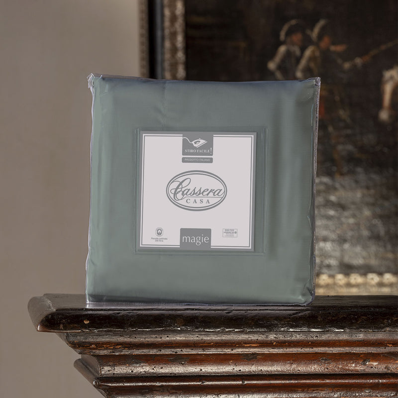 Pack lenzuolo con angoli tinta unita 100% percalle di cotone Cassera Casa verde bosco