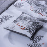 parure copripiumino bianco natale happidea inverno natale disegno paesaggio invernale neve case conigli 100% cotone made in italy
