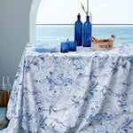 Telo in cotone copri tavolo stampa ornamentale blu in 100% cotone