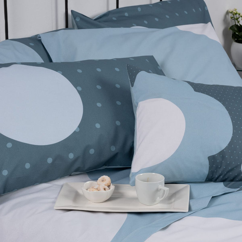 Completo letto in cotone Happidea Premium con stampa floreale moderna e pois