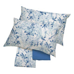 completo letto azur foglie stilizzate blu 100% cotone made in Italy matrimoniale