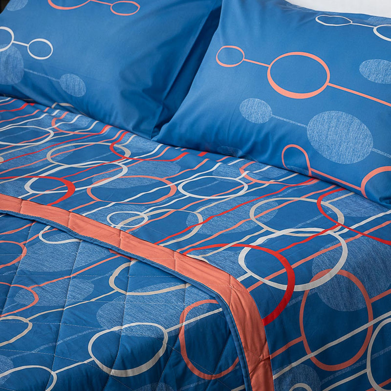 completo letto marea cerchi stilizzati colorati made in italy cotone