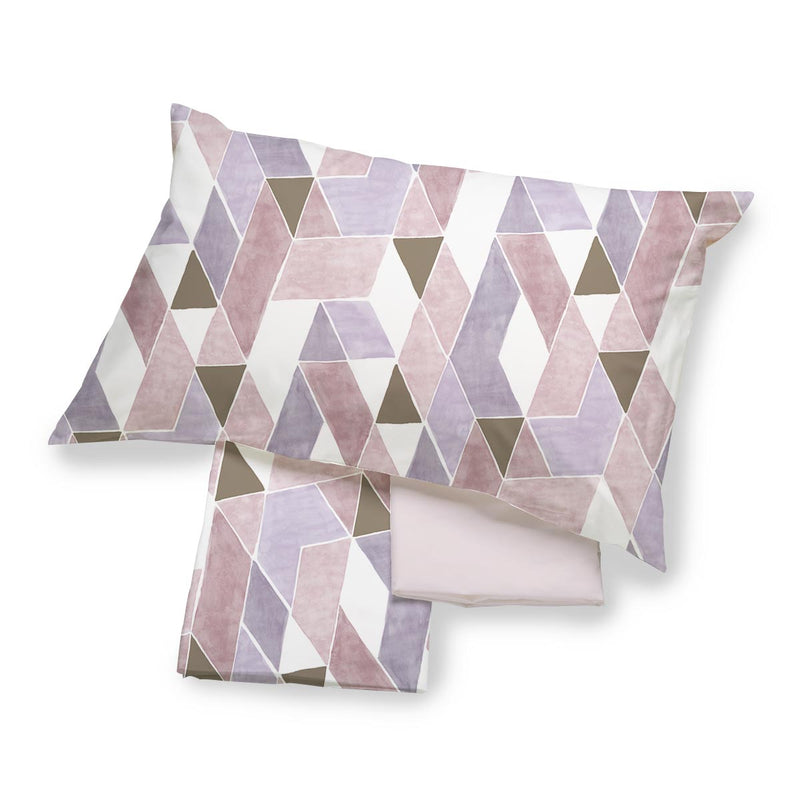 completo letto oren flanella collezione happidea inverno disegno geometrico colori 100% flanella di cotone Cotone made in italy rosa singolo