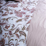 completo letto roffel fiori foglie stilizzate naturale 100% cotone made in italy dettaglio