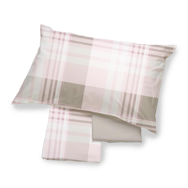 completo letto scozia disegno scozese geometrico flanella di cotone rosa singolo