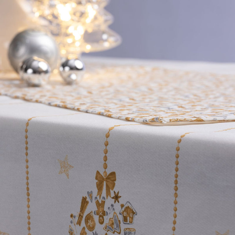 dettaglio retro tovaglietta in cotone anti macchia con disegni natalizi