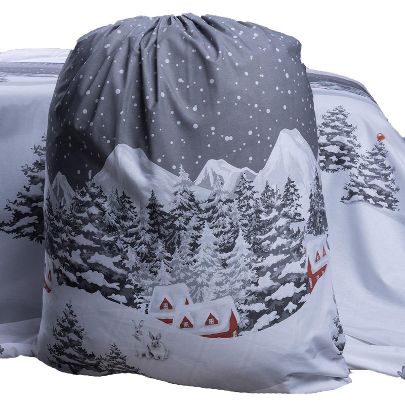 trapunta 300gr bianco natale happidea inverno natale disegno paesaggio invernale neve case coniglimade in italy pack sacco porta