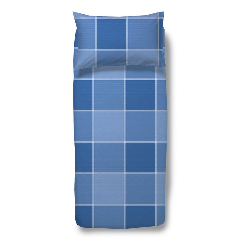 parure copripiumino Breez Happidea blu quadrato con diverse tonalità 100% cotone made in italy 