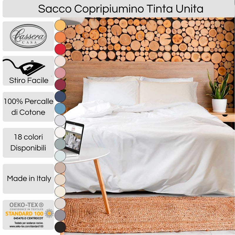 Sacco Copripiumino Percalle 200TC - Tinta Unita - Cassera casa –  Casahomewear