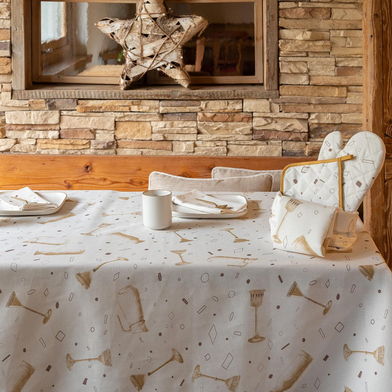 tovaglia + runner bardonecchia collezione la casa di paola marella 100% cotone antimacchia made in italy