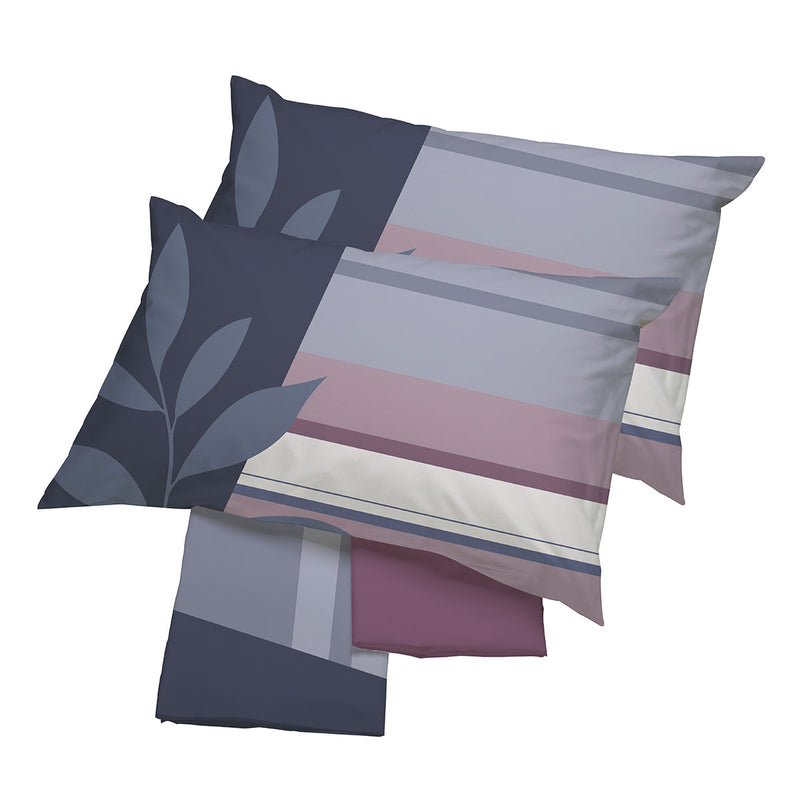 Elegante completo letto copriletto in raso di cotone variante blu Jill di Happidea