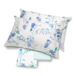 Completo letto Polissena in percalle di cotone Cassera casa con stampa floreale blu