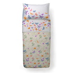 Completo letto con lenzuolo sopra interamente stampato con coloratissime farfalle 1 piazza giallo.