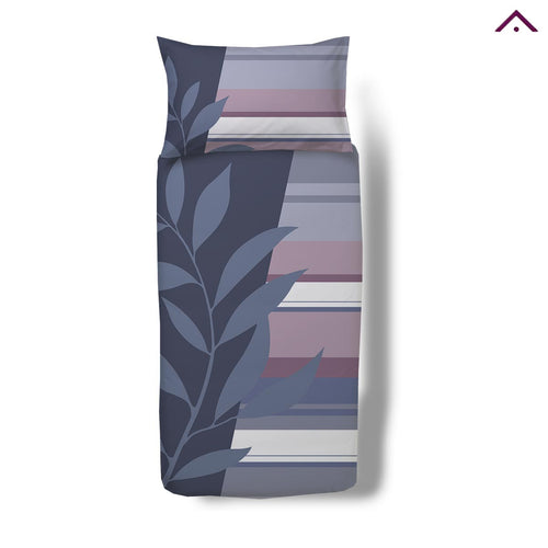 Parure copripiumino in raso di cotone con stampa digitale singolo in variante blu Jill Happidea