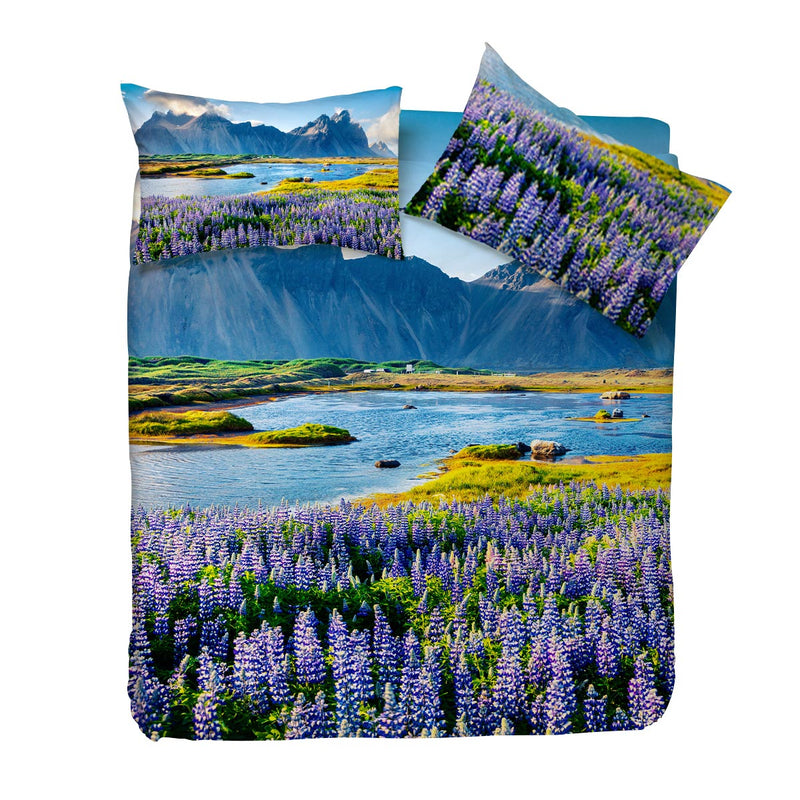 Parure copripiumino Happidea stampa fotografica paesaggio islanda cuscino arredo in omaggio