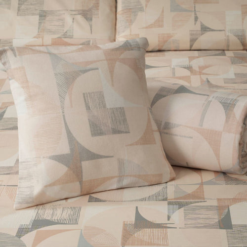 Morbido Plaid con cuscino arredo in caldo cotone imbottito con stampa geometrica naturale e grigia