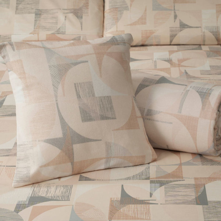 Federa Per Cuscino Decorativa 42x42 Cm In Misto Cotone E Lino - Strisce Grigie - Cerniera Invisibile - 3