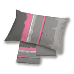 completo letto piazza e mezza con stampa riga mossa in cotone  variante rosa