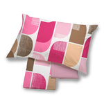 completo letto piazza e mezza in cotone con stampa motivo geometrico variante rosa
