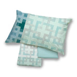completo letto singolo in cotone con stampa a quadri variante verde acqua