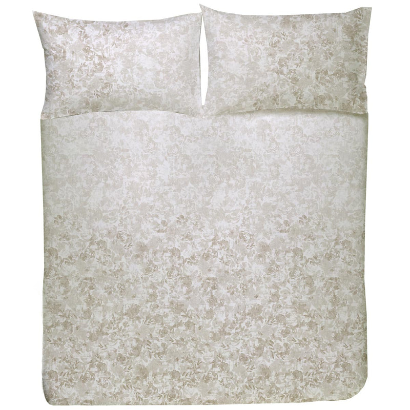 Set letto composto da sacco copripiumino e federe con stampa floreale astratta su tela da filato di cotone biologico