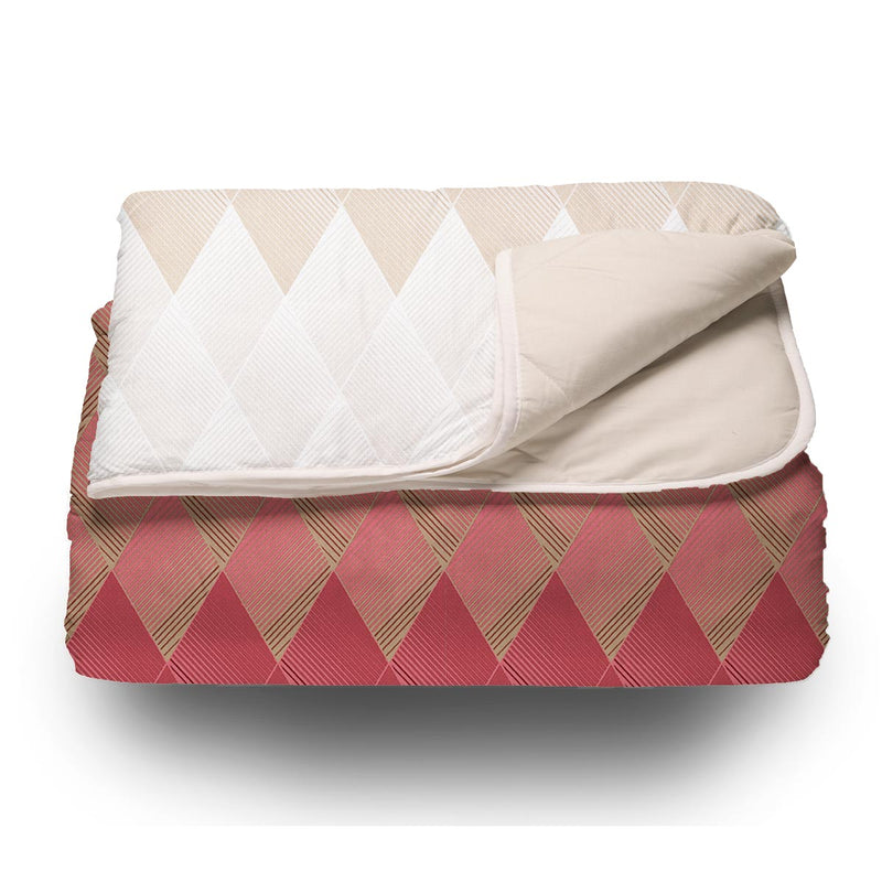copriletto trapuntato quilt piazza e mezza in cotone con imbottitura 100grm2 variante rosa motivo forma geometrica